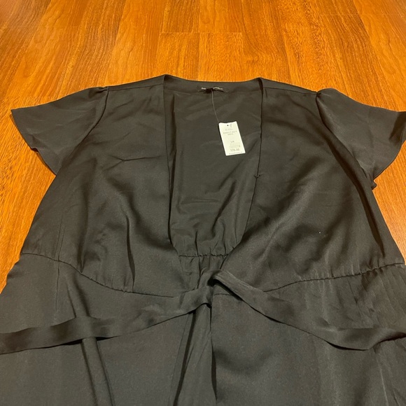 NWT - Banana Republic Black Wrap Pleated Midi Dress - Picture 9 of 11